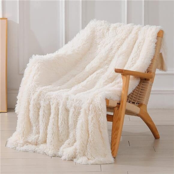 Decorative Extra Soft Fuzzy Faux Fur Throw Blanket 50" x 60",Solid - Picture 1 of 7